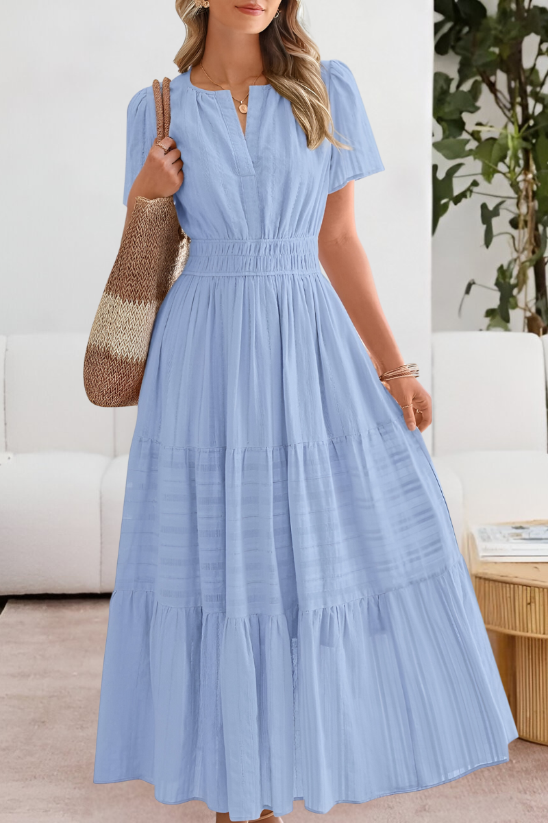 Elowen | Flutter Sleeve Smocked Waist Tiered Boho Dress