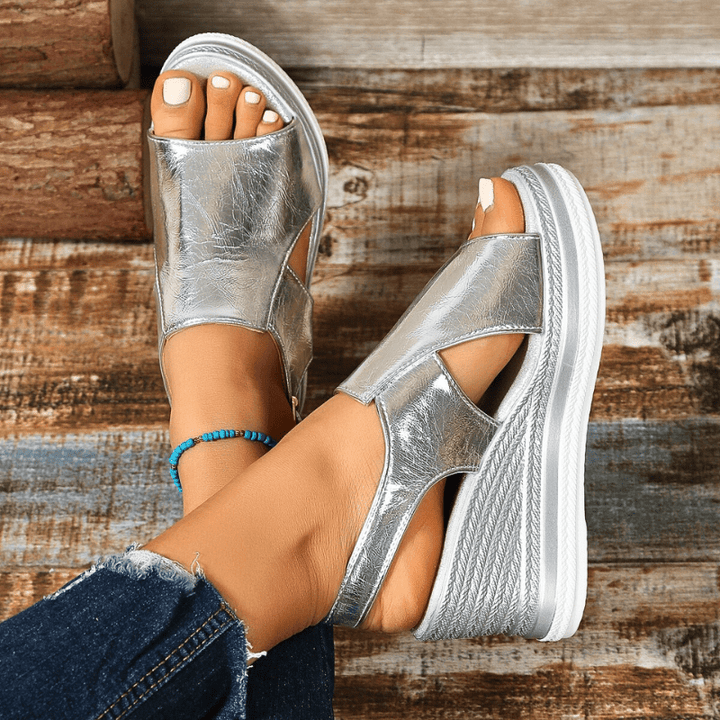 Aurielle | Women’s Metallic Wedge Sandals