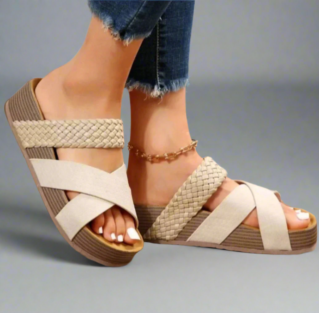 Braida | Woven Cross Strap Platform Wedge Sandals