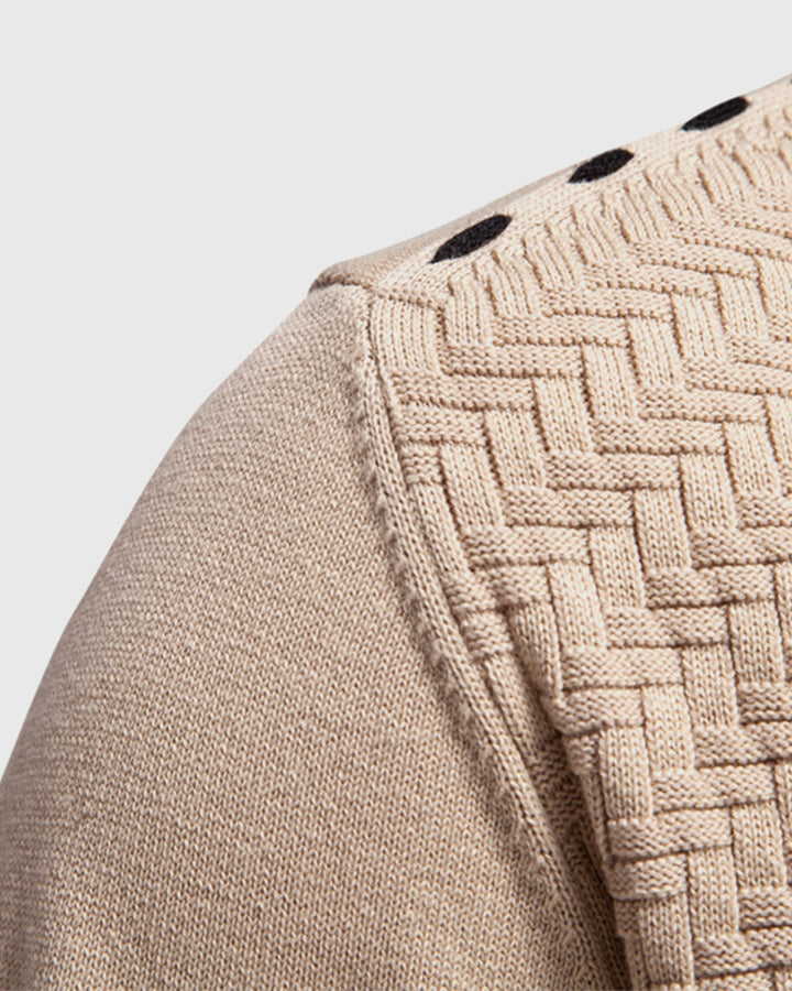 Archer | Herringbone Panel V-Neck Men's Cardigan