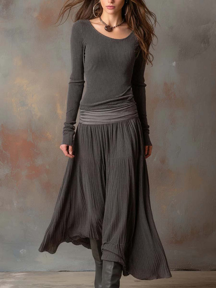 Stevie | Ribbed Long Sleeve Maxi Dress