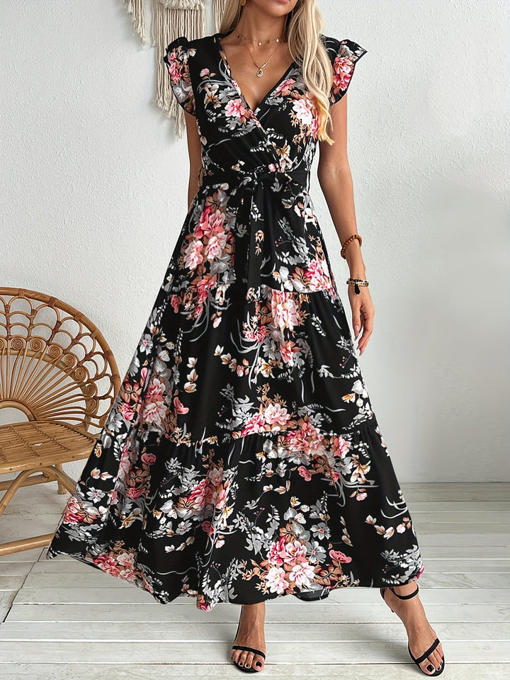 Rosalie | Women's Wrap Frill Sleeve Boho Floral Summer Dress