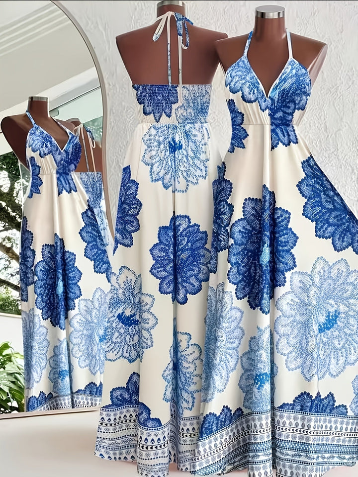 Santina | Women's Halter Neck Boho Floral Summer Dress