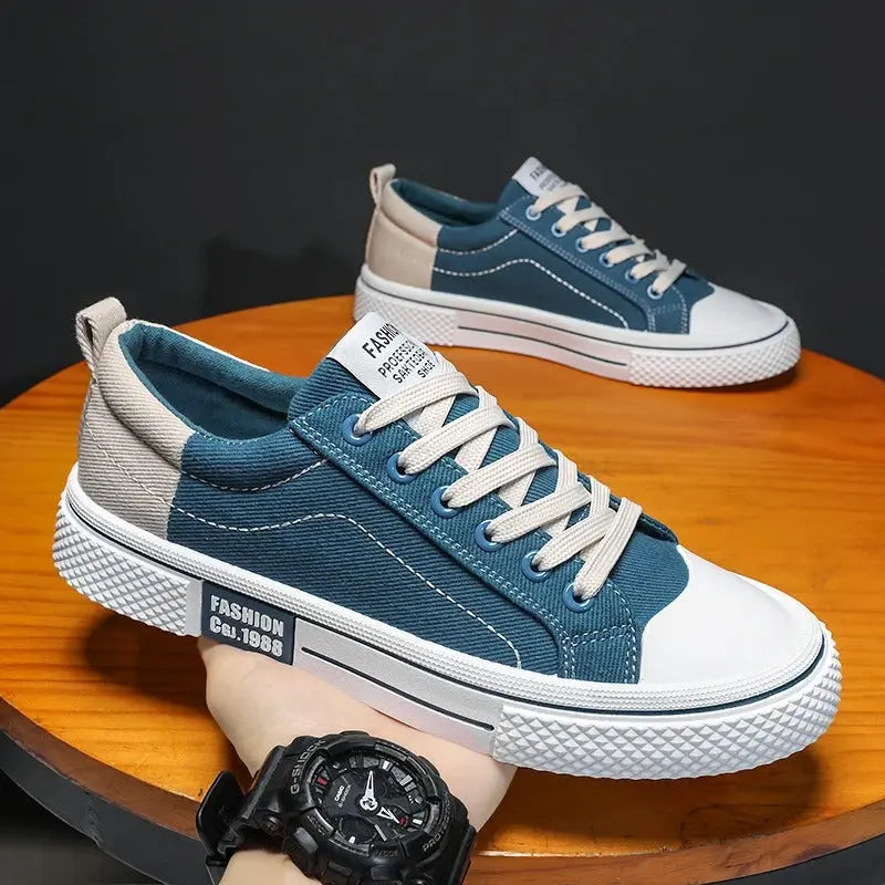Giorgio | Two-Tone Canvas Cap Toe Lace-Up Casual Sneakers Mens Shoes