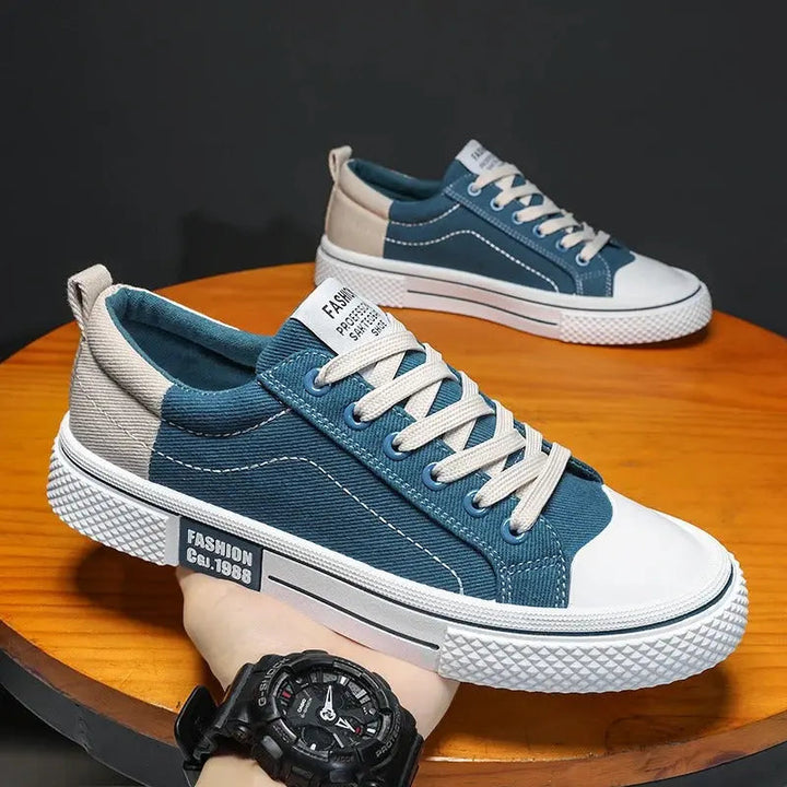 Giorgio | Two-Tone Canvas Cap Toe Lace-Up Casual Sneakers Mens Shoes