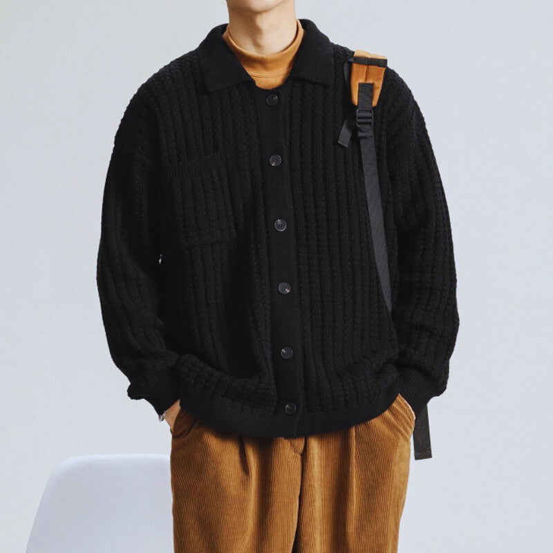 Kodiak | Textured Knit Polo Collar Men's Cardigan