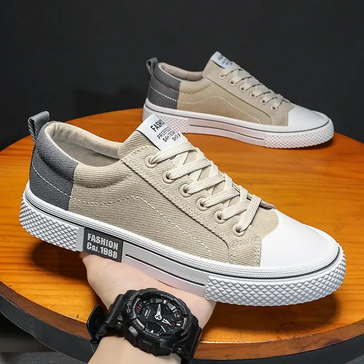 Giorgio | Two-Tone Canvas Cap Toe Lace-Up Casual Sneakers Mens Shoes