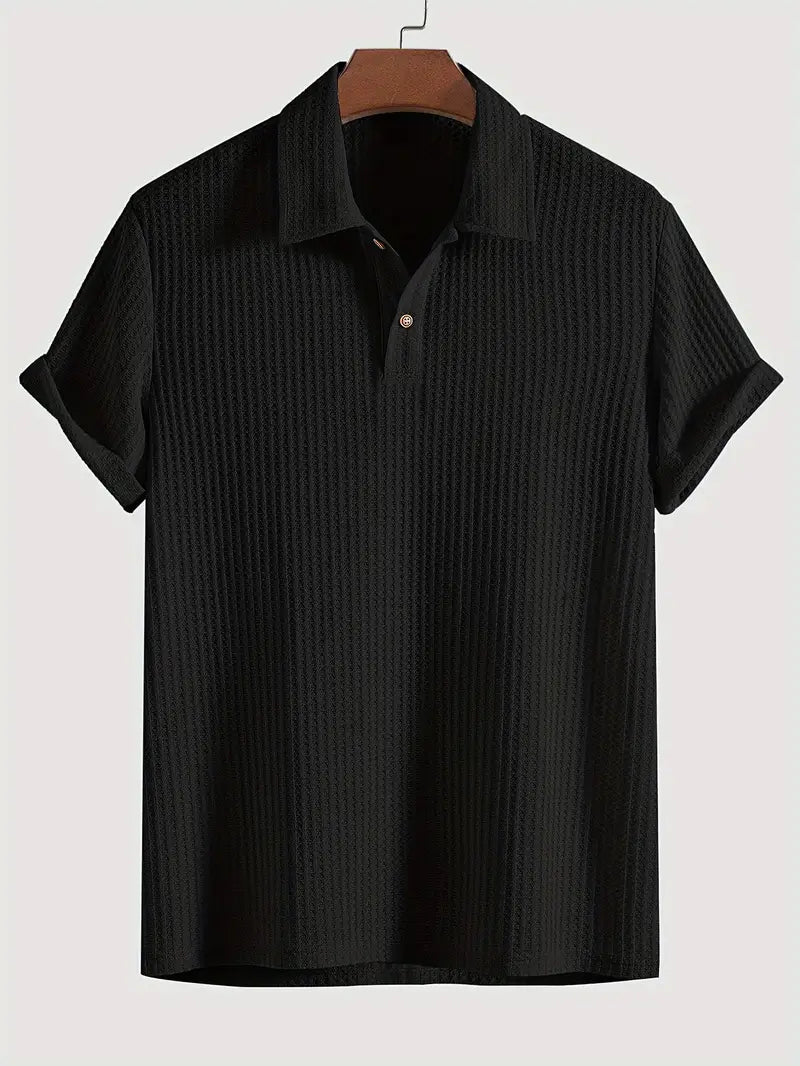 Cassius | Men's Textured Knit Two-Button Polo