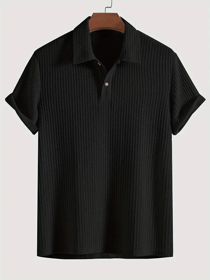 Cassius | Men's Textured Knit Two-Button Polo