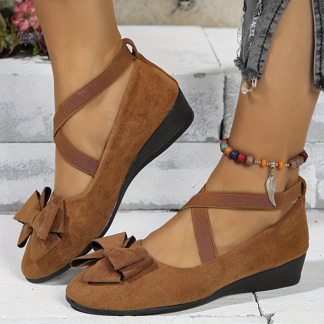 Lola | Women's Bow Cross-Strap Ballet Flats