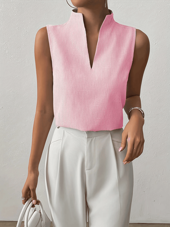 Sloane | Striped Sleeveless Blouse – Women's Smart Casual Work Top
