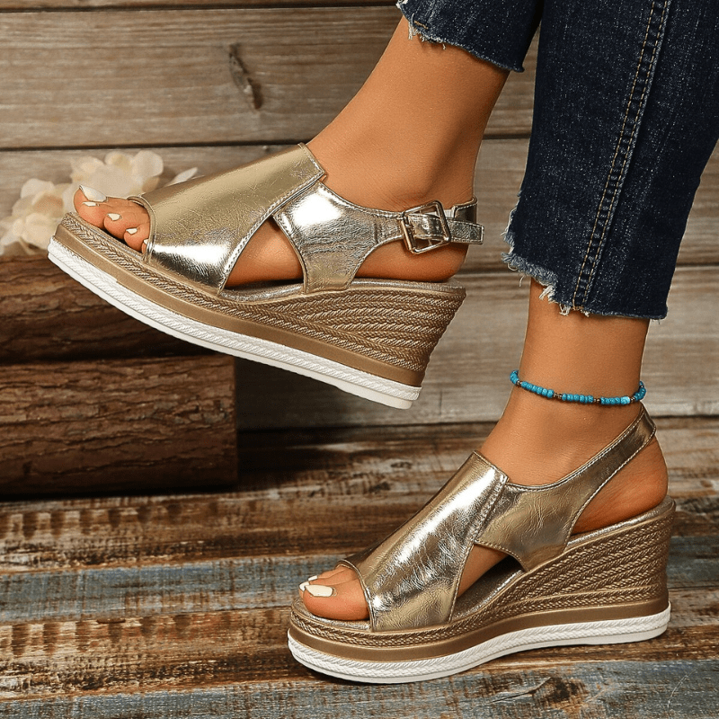 Aurielle | Women’s Metallic Wedge Sandals