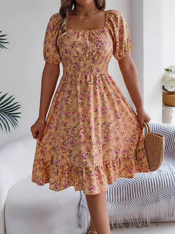 Fleur | Floral Off The Shoulder Dress Smocked Midi