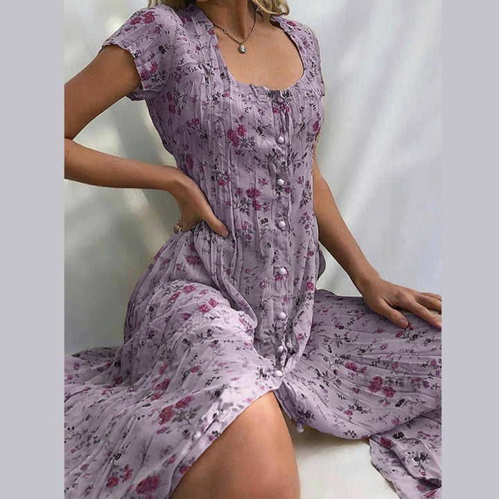 Aurelie | Women's Button Front Boho Floral Summer Dress