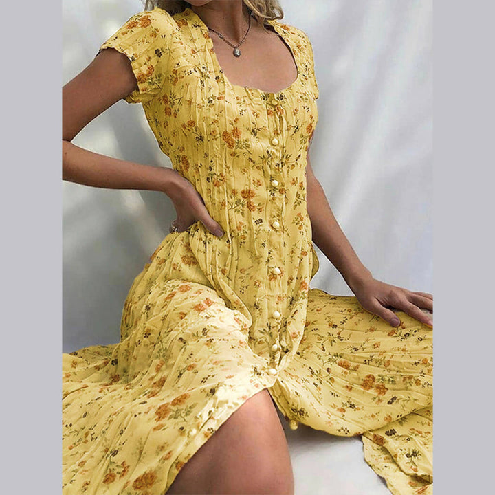 Aurelie | Women's Button Front Boho Floral Summer Dress