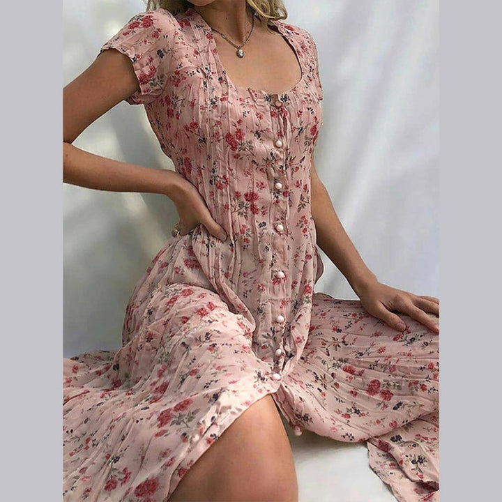 Aurelie | Women's Button Front Boho Floral Summer Dress