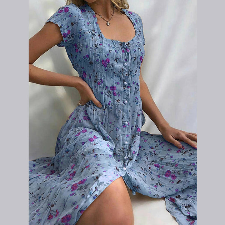 Aurelie | Women's Button Front Boho Floral Summer Dress