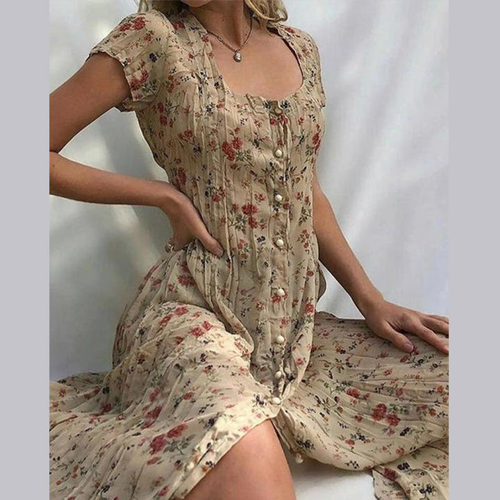 Aurelie | Women's Button Front Boho Floral Summer Dress