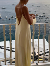 Amalfi | Women's Satin Maxi Slip Dress with Keyhole