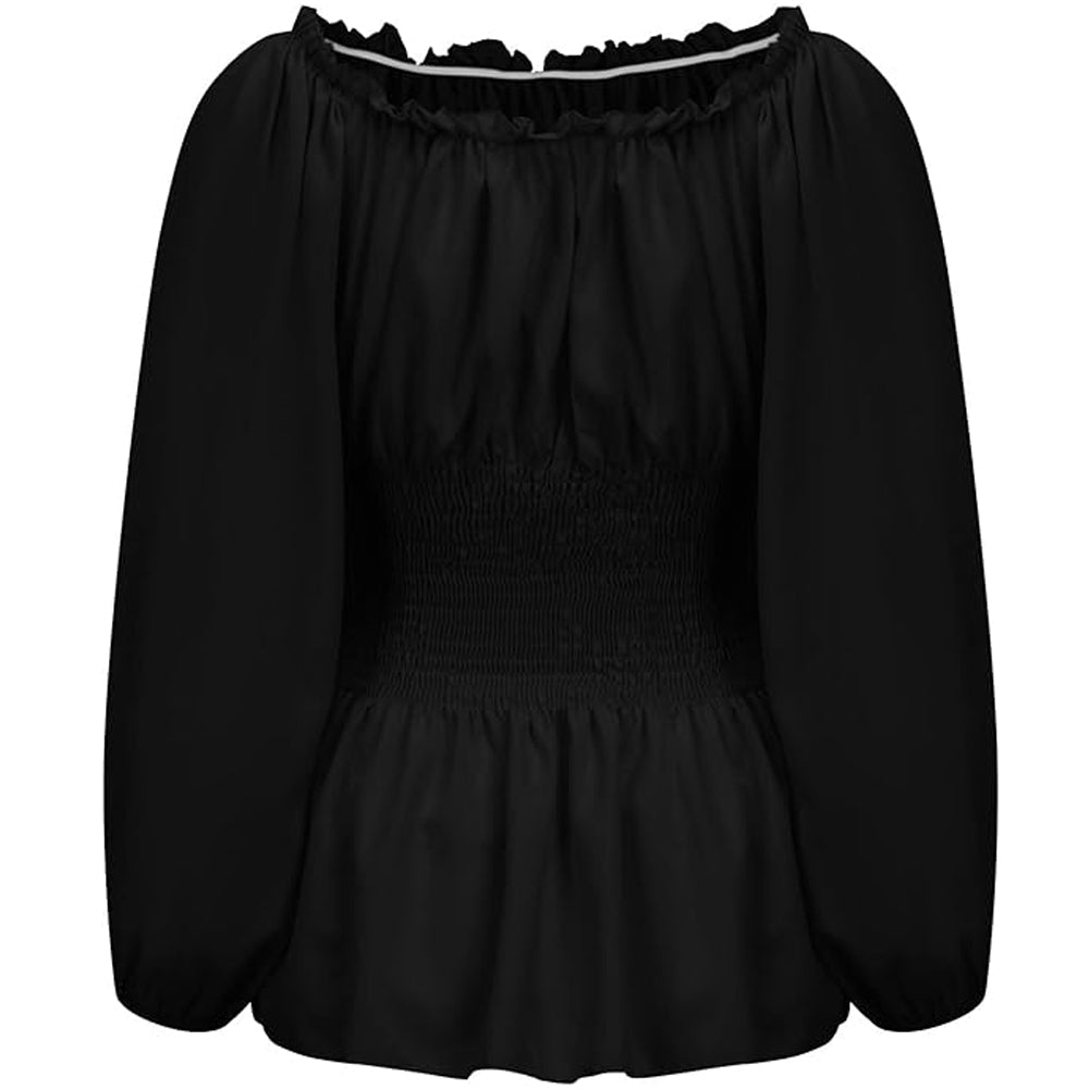 Megan | Ruffle Off Shoulder Corset Top – Women's Puff Sleeve Going Out Top