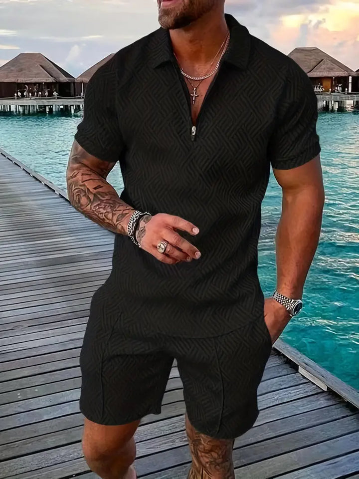 Monaco | Men's Contrast Trim Zip Polo Co-ord Set