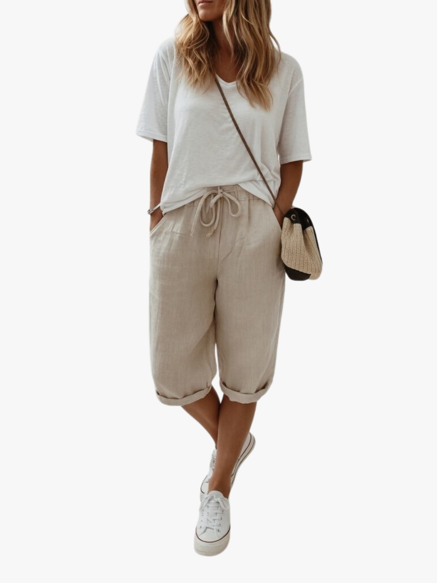 Lorette | Women's Relaxed Linen Drawstring Bermuda Shorts