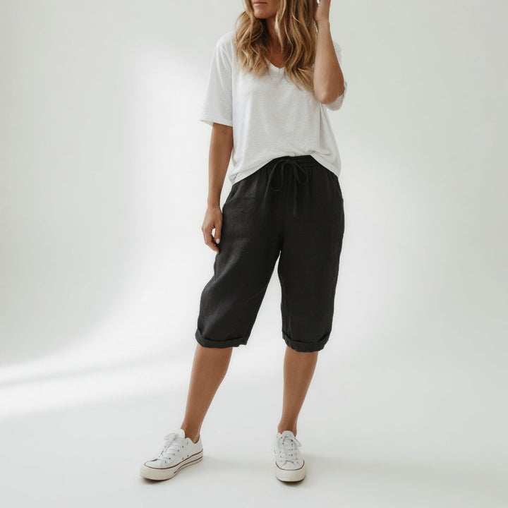 Lorette | Women's Relaxed Linen Drawstring Bermuda Shorts