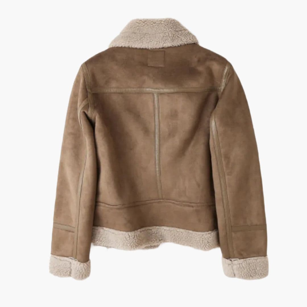 Raven | Shearling Moto Leather Jacket with Asymmetric Zip and Belt