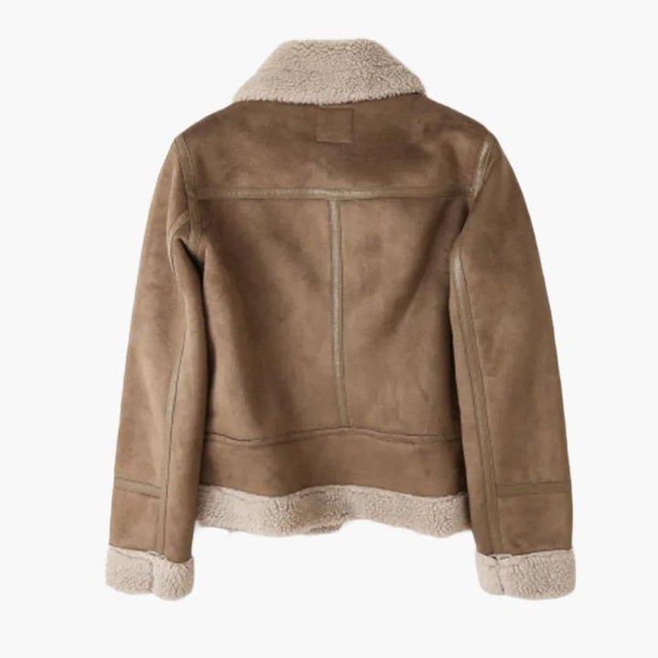 Raven | Shearling Moto Leather Jacket with Asymmetric Zip and Belt