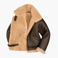 Sherpa | B3 Shearling Aviator Leather Jacket with Belt Strap