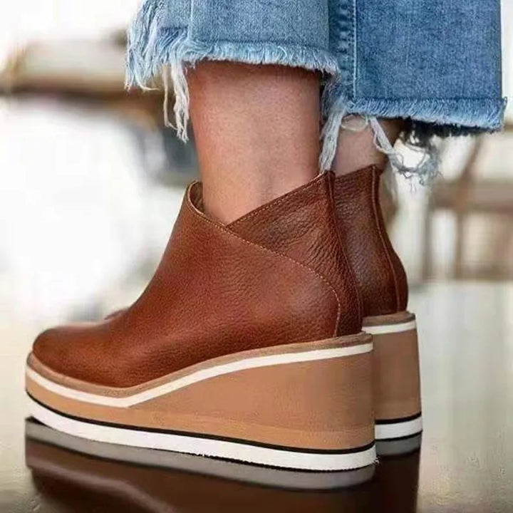 Carmen | Side Zip Wedge Platform Ankle Boots