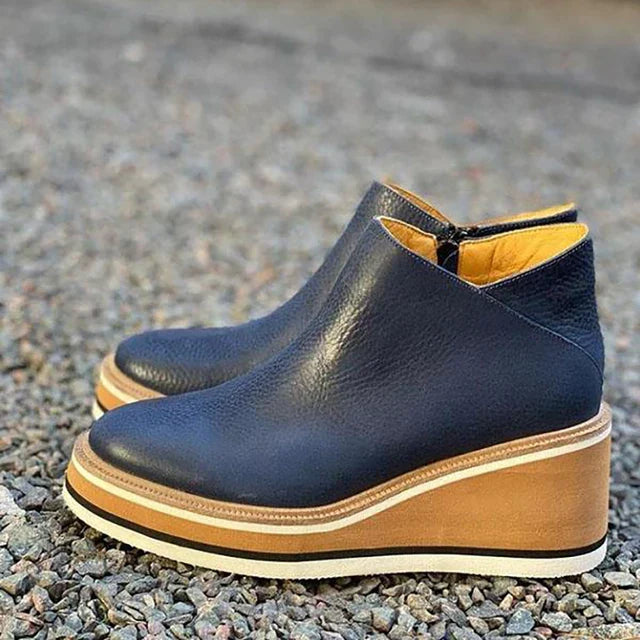Carmen | Side Zip Wedge Platform Ankle Boots