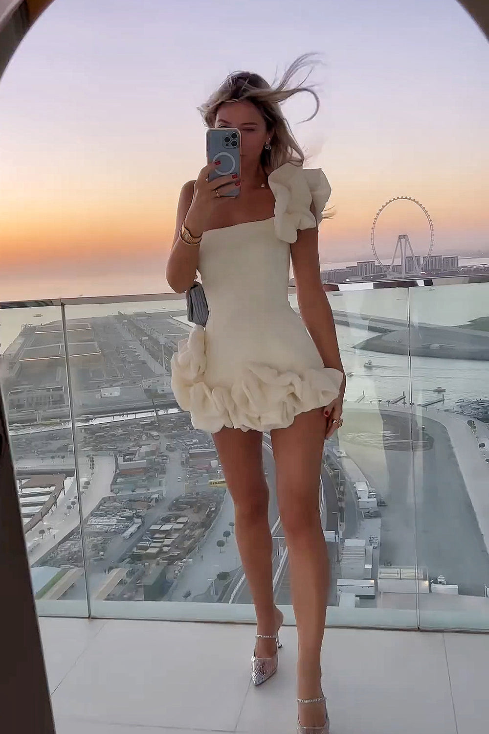 Noelle | Off Shoulder Ruffle Mini Dress – Wedding Guest Dresses
