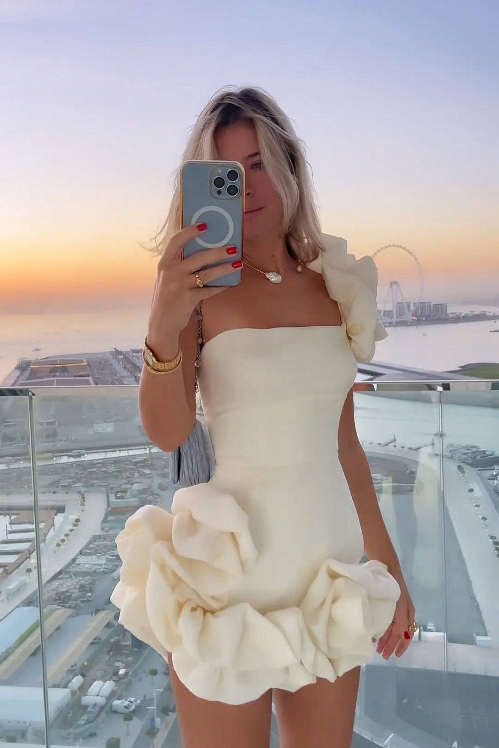 Noelle | Off Shoulder Ruffle Mini Dress – Wedding Guest Dresses
