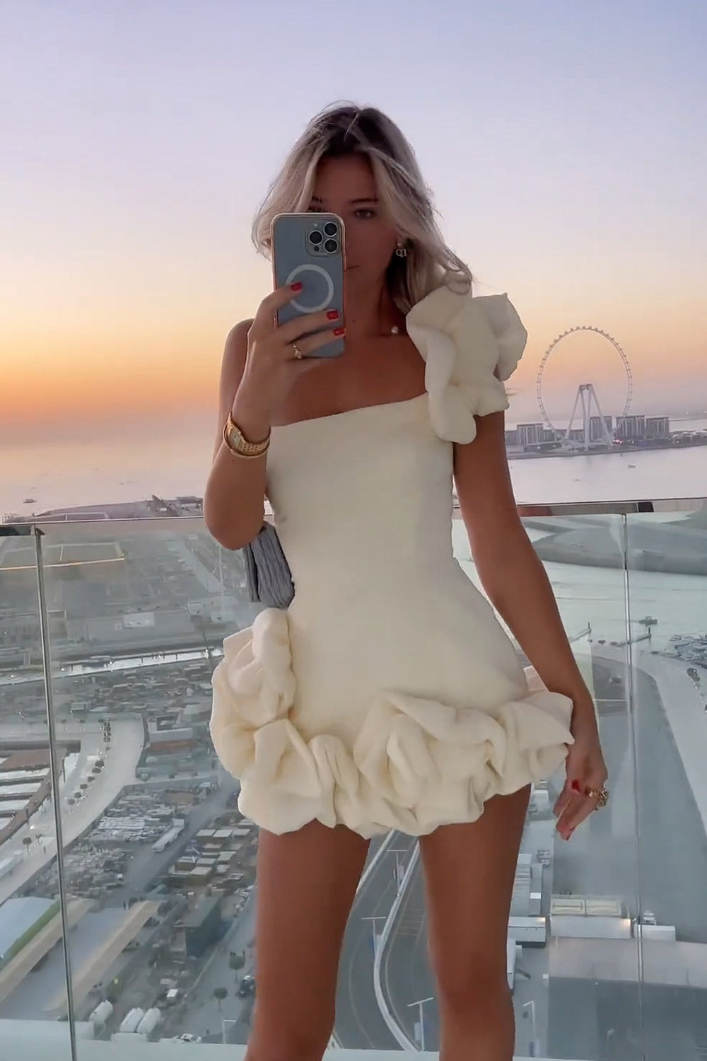 Noelle | Off Shoulder Ruffle Mini Dress – Wedding Guest Dresses