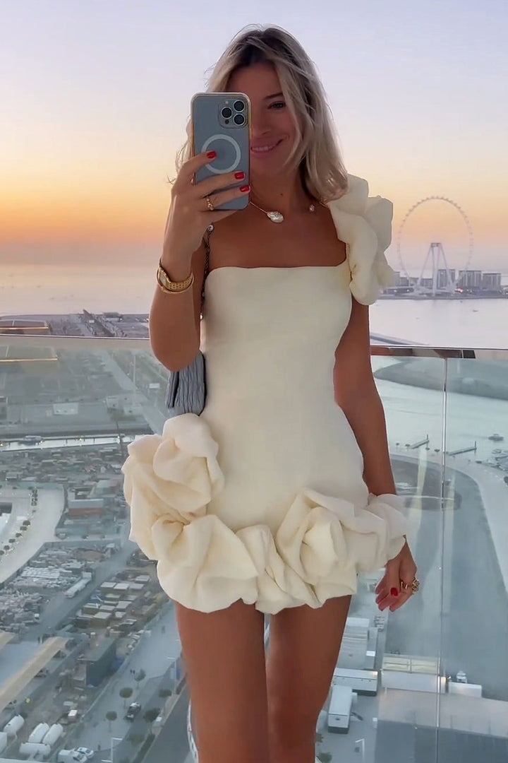 Noelle | Off Shoulder Ruffle Mini Dress – Wedding Guest Dresses