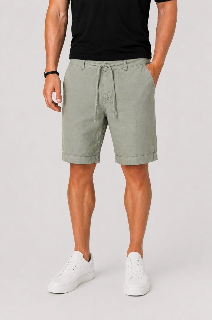 Sorento | Men's Rolled Cuff Drawstring Linen Shorts