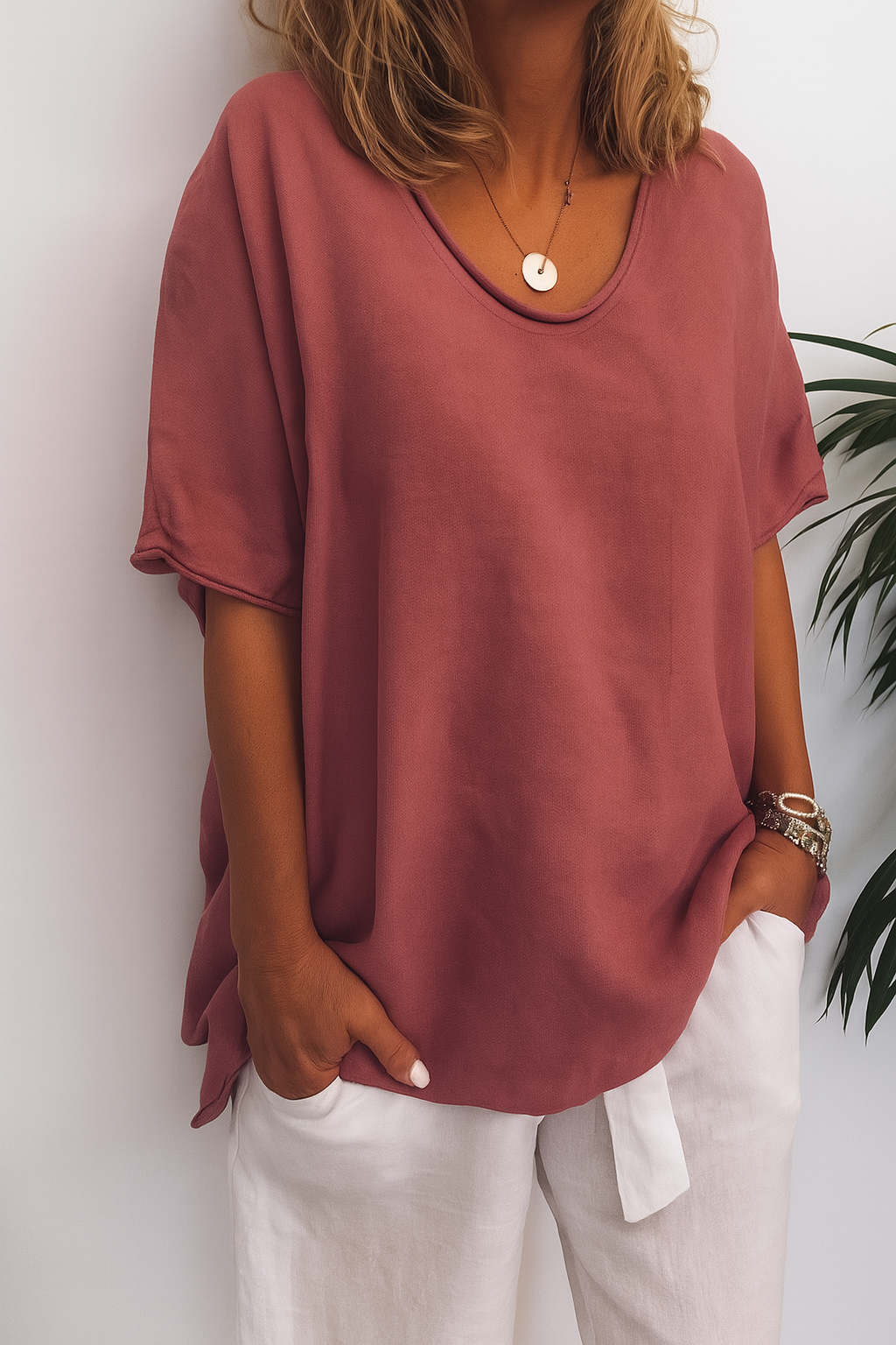 Luna | Oversized Basic Shirt – Women's Casual Plain Top