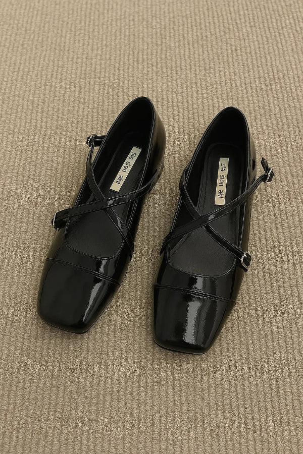 Lisette | Metallic Cross-Strap Mary Jane Orthopedic Flats for Women