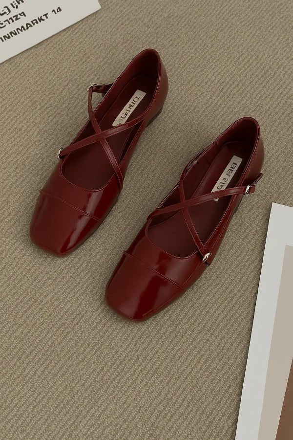 Lisette | Metallic Cross-Strap Mary Jane Orthopedic Flats for Women