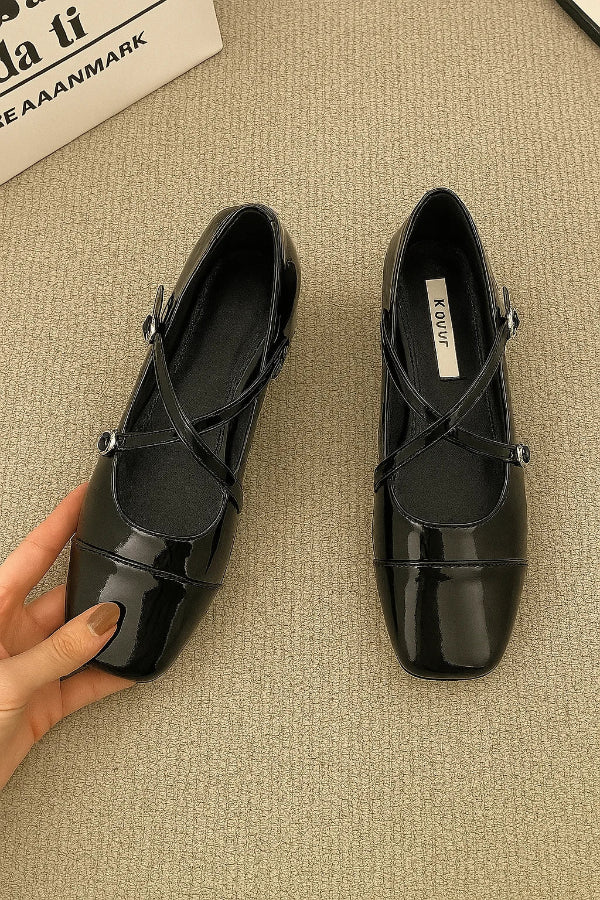 Lisette | Metallic Cross-Strap Mary Jane Orthopedic Flats for Women