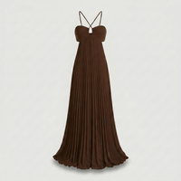 Ondine | Bustier Criss Cross Strap Pleated Maxi Dress
