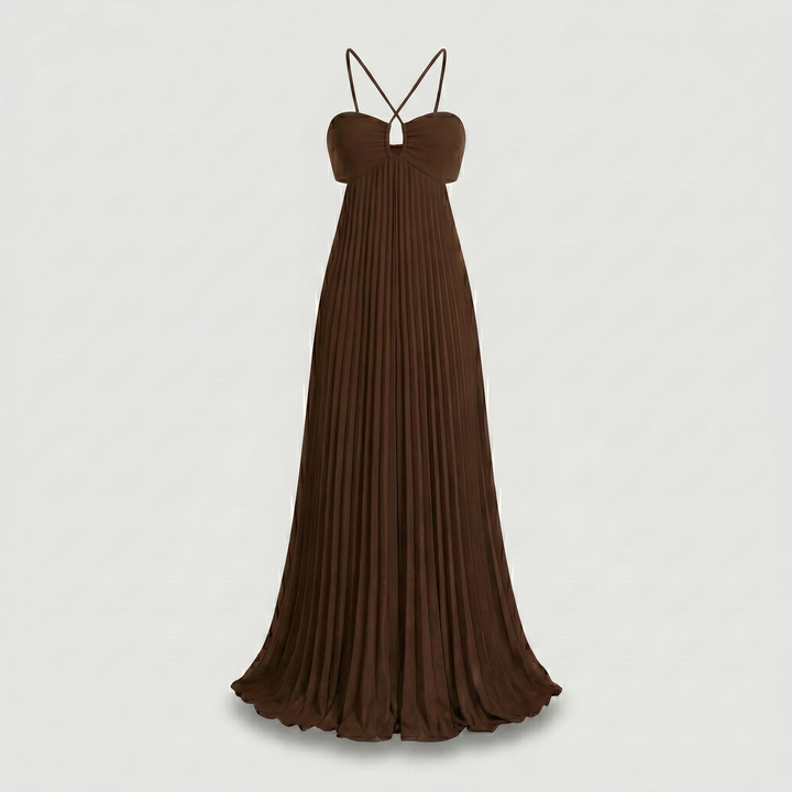 Ondine | Bustier Criss Cross Strap Pleated Maxi Dress