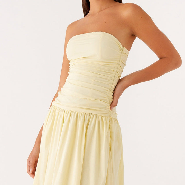Santorini | Strapless Tile Print Smocked Maxi Dress