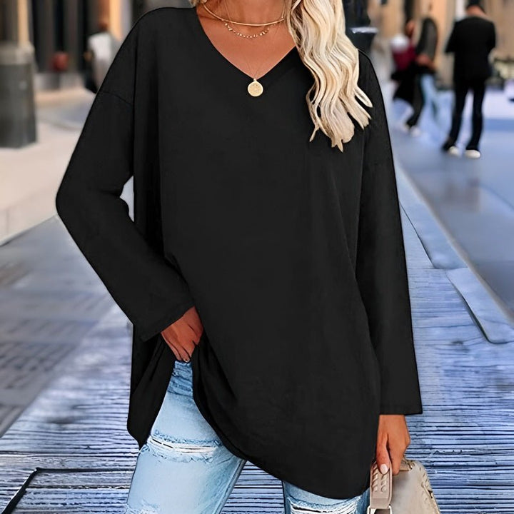 Sunny | Oversized Long Sleeve Top – Women's Casual V-Neck Shirt