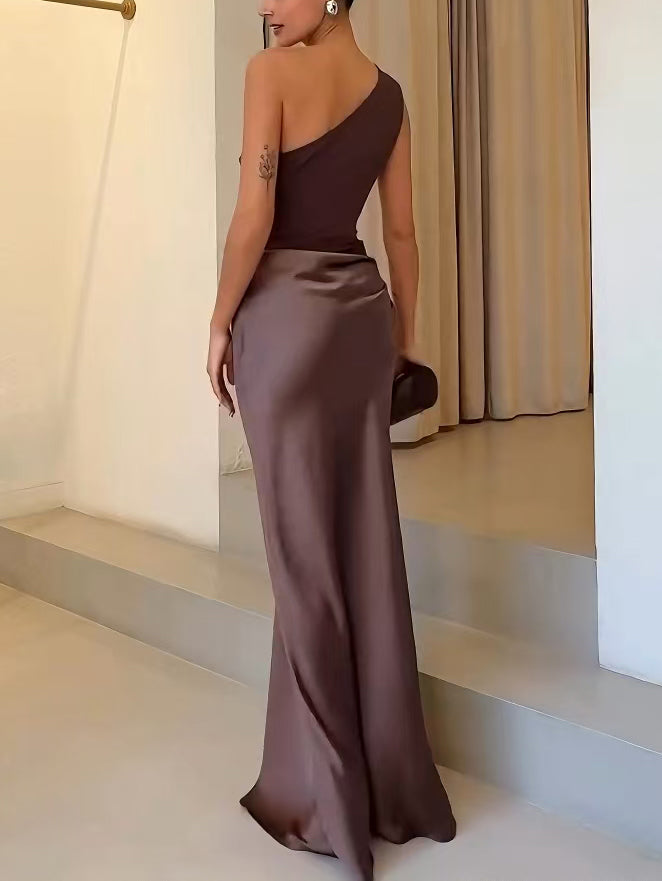 Aurelia | Satin One Shoulder Dress Mermaid Maxi