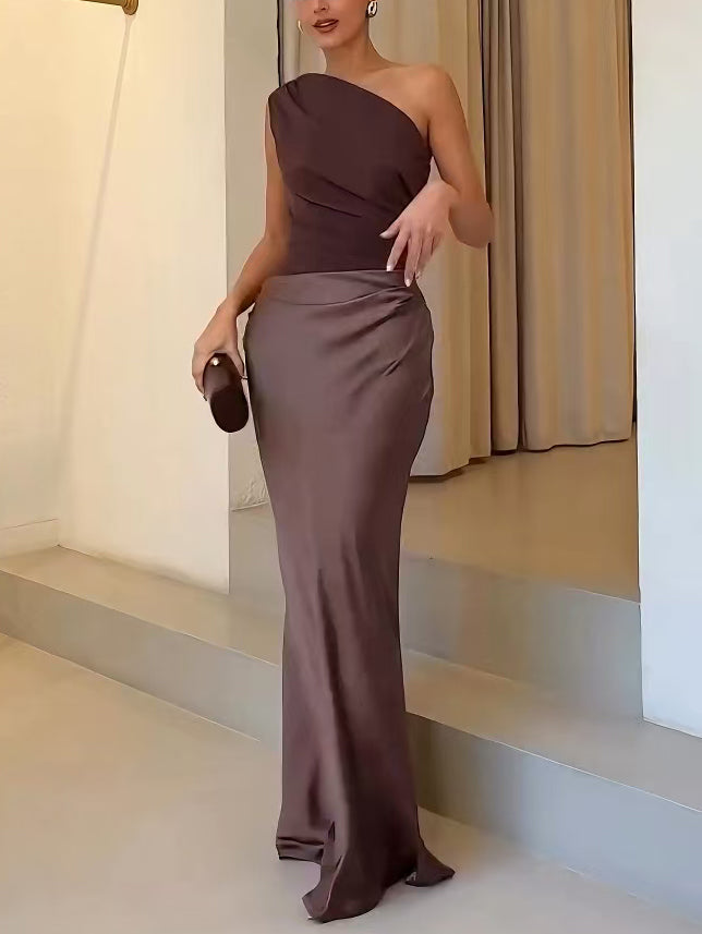 Aurelia | Satin One Shoulder Dress Mermaid Maxi