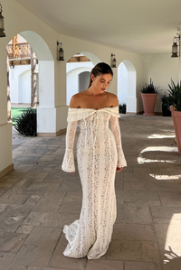 Seraphina | Lace Off The Shoulder Dress Flared Sleeve Maxi