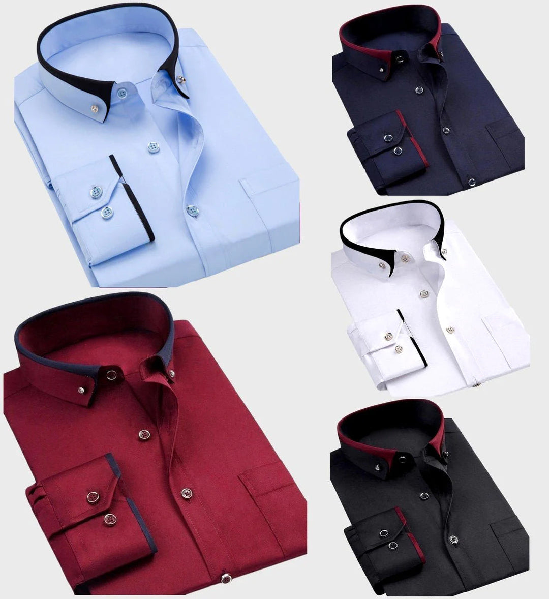 Grant | Double Collar Men's Smart-Casual Shirt with Contrast Trim