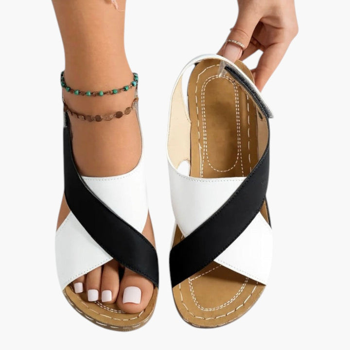 Tessa | Cross Strap Peep Toe Wedge Sandals